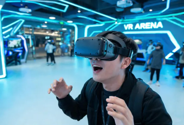 Guest wearing premium VR headset